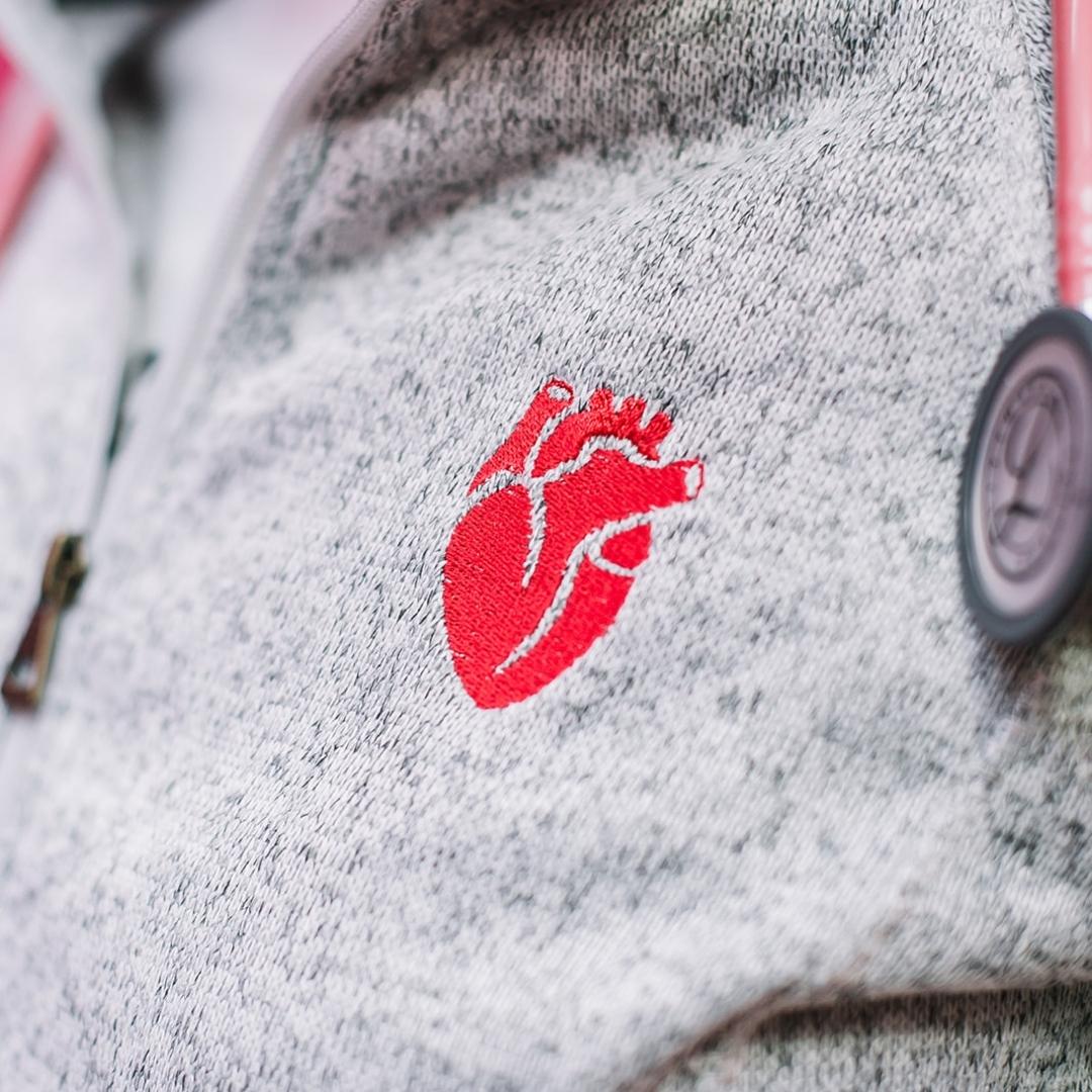 Embroidered Heart Full-Zip Sweater Fleece Jacket