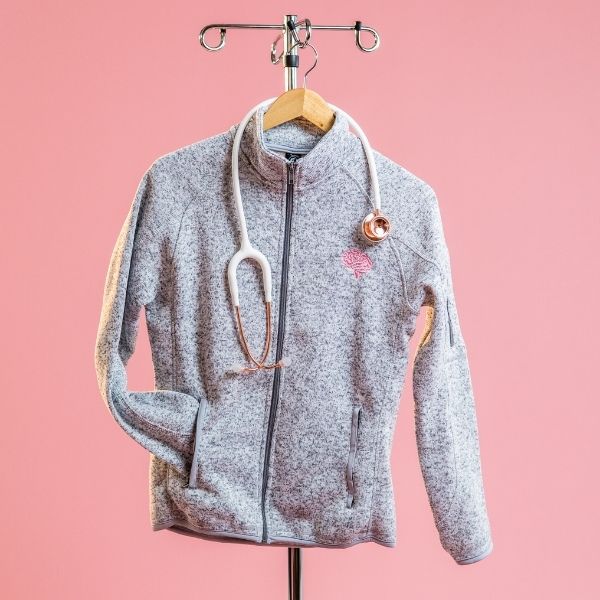 Embroidered Brain Full-Zip Sweater Fleece Jacket