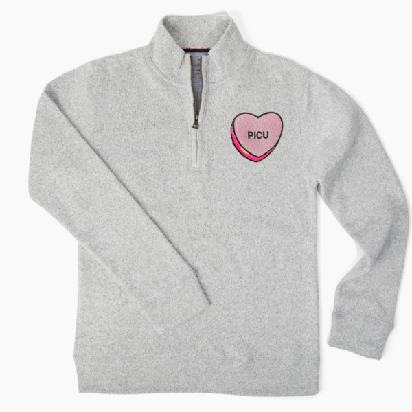 PICU Conversational Heart Patch Quarter-Zip